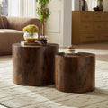 WILLIAMSPACE 18.9' Round Nesting Coffee Table Set of 2, Modern Wooden Coffee Tables Small Circle Center Table for Living Room, Accent End Table Set, No Assembling (Dark Brown)