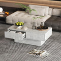 HedoAjim LED Coffee Table with 2 Storage Drawers for Living Room, Center Middle Table Modern Cocktail Table Tea Tables, Mid Century Rectangular Wood Coffee Table Home Office Waiting Room, Grey