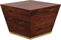SIMPLIHOME Abba Square Coffee Table - 28 inch Wide Solid Mango Wood Modern Cocktail Table in Cognac Brown, Contemporary Table for Living Room with Low Profile Block Design, Assembled