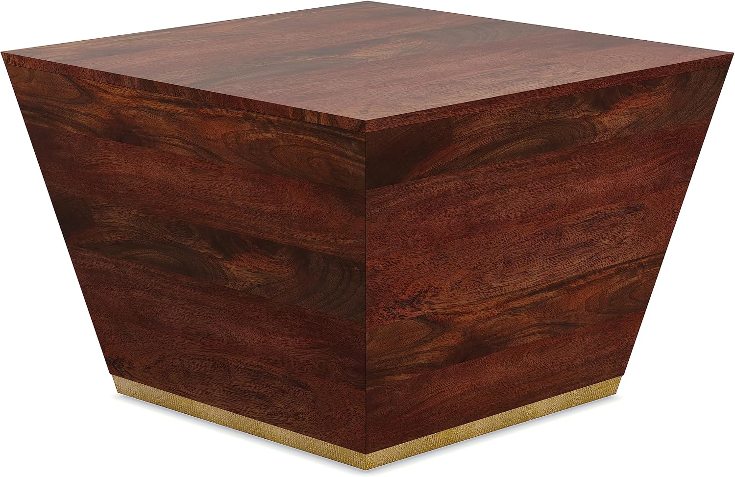 SIMPLIHOME Abba Square Coffee Table - 28 inch Wide Solid Mango Wood Modern Cocktail Table in Cognac Brown, Contemporary Table for Living Room with Low Profile Block Design, Assembled