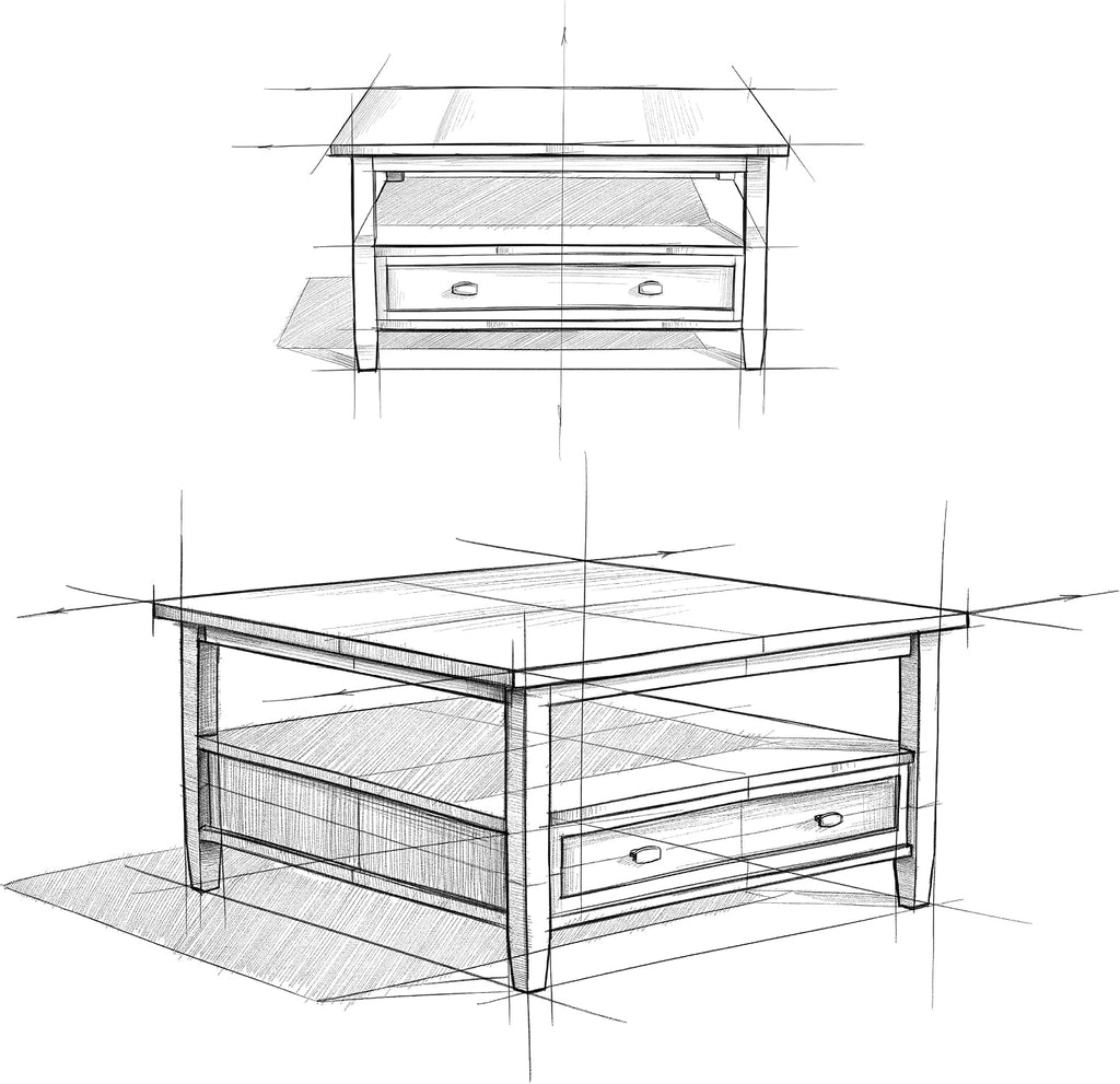 SIMPLIHOME Warm Shaker Square Coffee Table - 36 inch Wide Solid Wood Cocktail Table in Tobacco Brown, Transitional Living Room Table with Large Storage Drawer and Open Shelf for Sitting Area