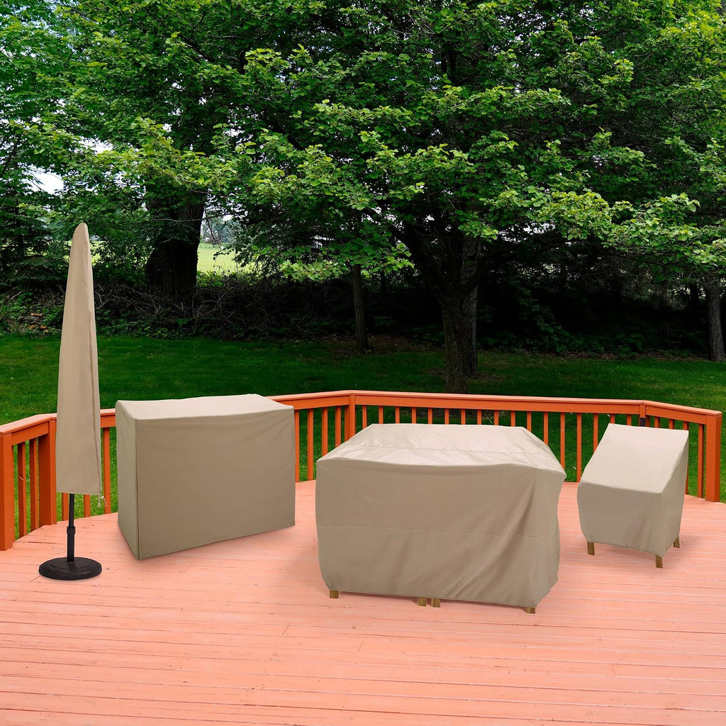 2D-PF108005 Round Table Set Cover, 108-Inch, Khaki, By Two Dogs Design with Level 4 UV Protection