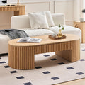 JUSTONE 51.18'' Oval Wood Coffee Table with Drawer, Farmhouse Wood Coffee Table for Living Room,Apartment(Oak)