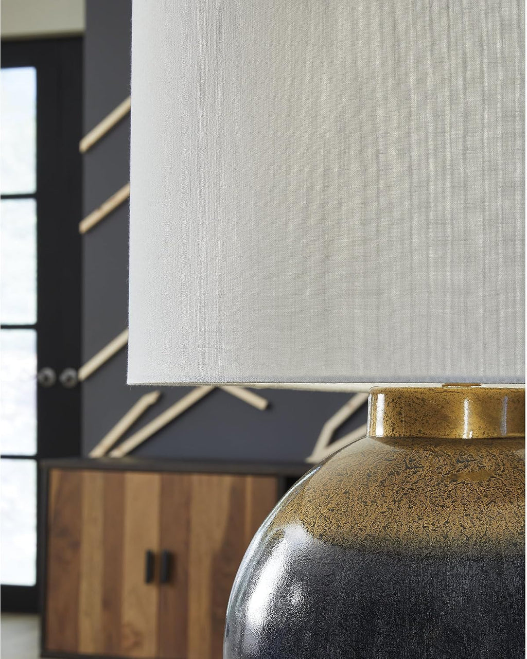 Signature Design by Ashley Adara Retro Metal Table Lamp with 3-Way Switch, Blue & Metallic