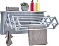Danya B. Wall Mount Retractable Accordion Drying Rack–Great for Bathroom or Laundry Room –Light Gray