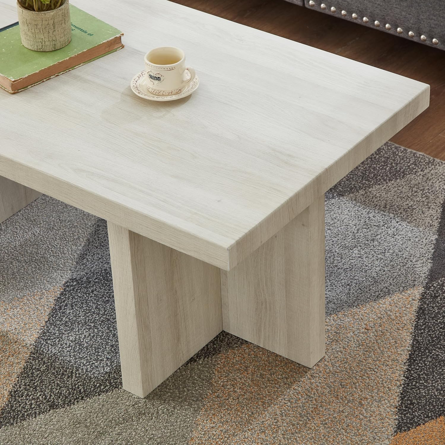 Roundhill Furniture Mchome 3-Piece Coffee Table Set, Coffee Table and Two End Tables, White Finish