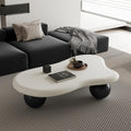 47' Cloud Coffee Table,Modern Cute End Table with Ball Legs,Small Round Edge Tea Table,Irregular Indoor Wood Coffee Table for Living Room, Bedroom, Small Space,Balcony,Patio Cream White+Black