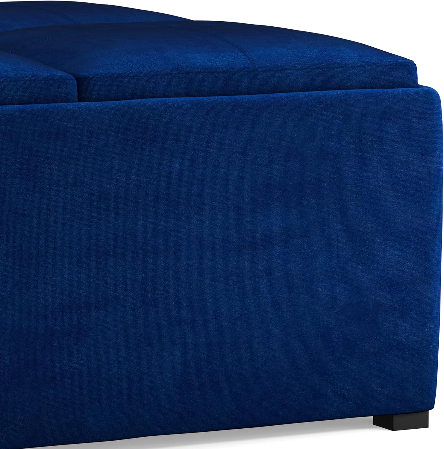 SIMPLIHOME Avalon Wide Contemporary Square Coffee Table Storage Ottoman, Blue, Table Ottoman