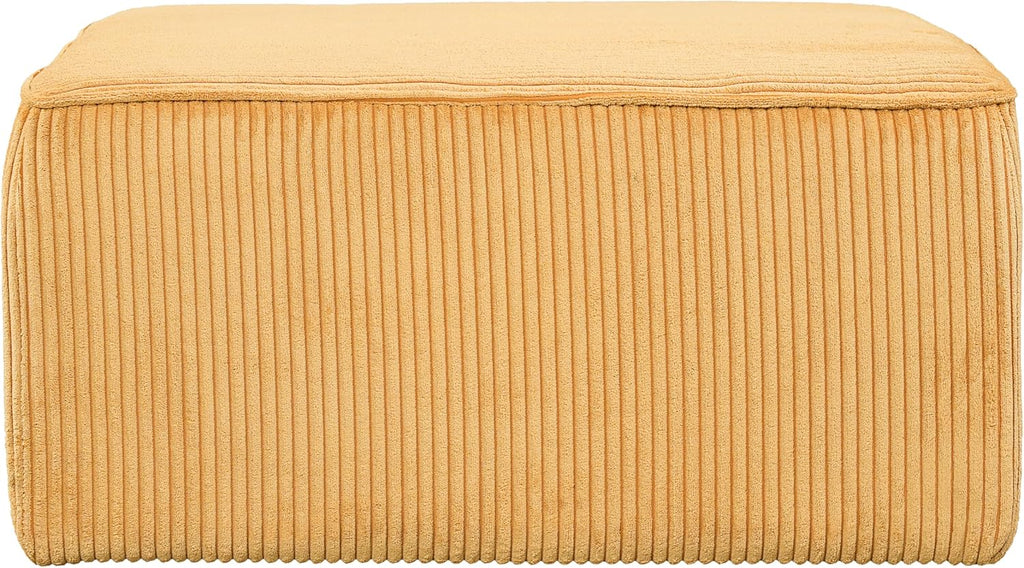 Christopher Knight Home Kyle Corduroy Woven Upholstery Square Ottoman, Living Room Sofa Ottoman with Wood Frame, Comfy Seating Experience with Dense Foam Padding, Non-Marking Foot Caps, Yellow