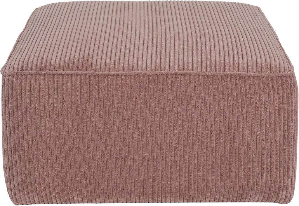 Christopher Knight Home Isa Square Ottoman Footstool, Corduroy Pouf Poufee Footrest Ottoman Large Seat, Modern Side Table for Living Room Bedroom Home Decor, Pink, 30'