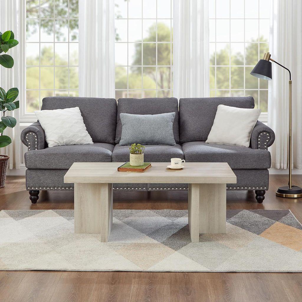 Roundhill Furniture Mchome 3-Piece Coffee Table Set, Coffee Table and Two End Tables, White Finish