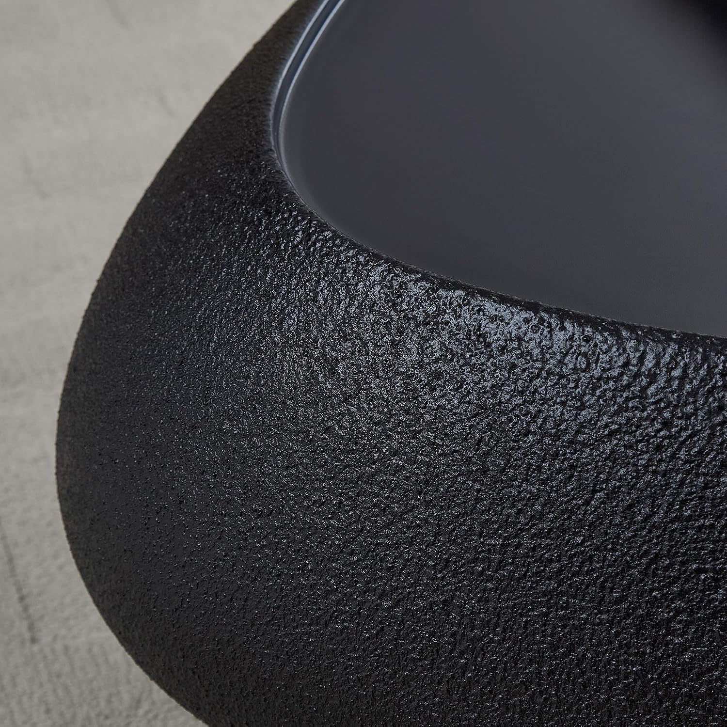 47.24' Fiberglass Oval Coffee Table for Living Room,Elliptical Irregular Center Faux Matte Rocks Table Front of The Sofa,No Need Assembly,Black