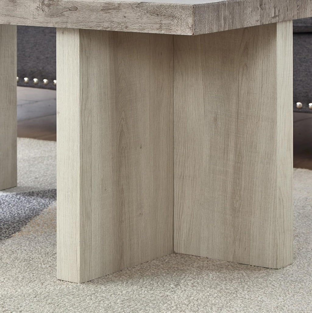 Roundhill Furniture Mchome 3-Piece Coffee Table Set, Coffee Table and Two End Tables, Weathered Gray and Beige