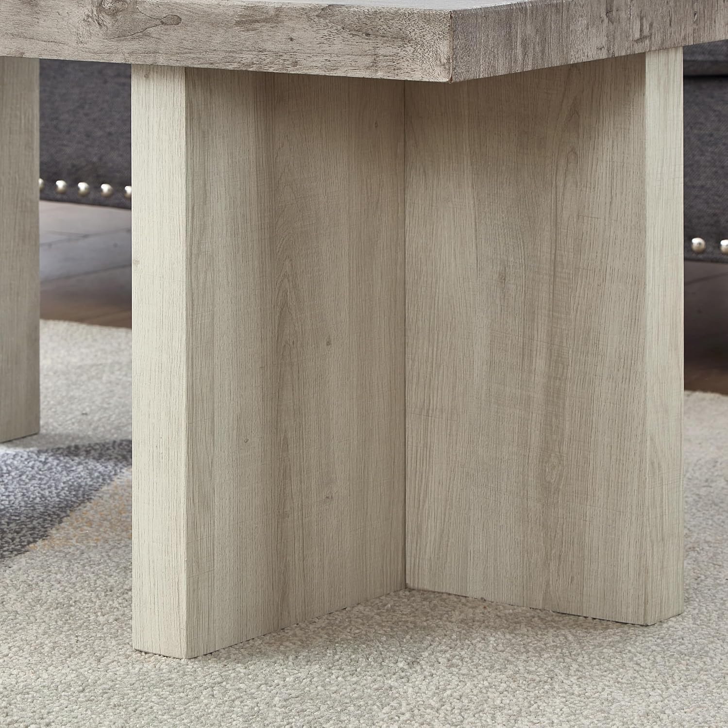 Roundhill Furniture Mchome 3-Piece Coffee Table Set, Coffee Table and Two End Tables, Weathered Gray and Beige