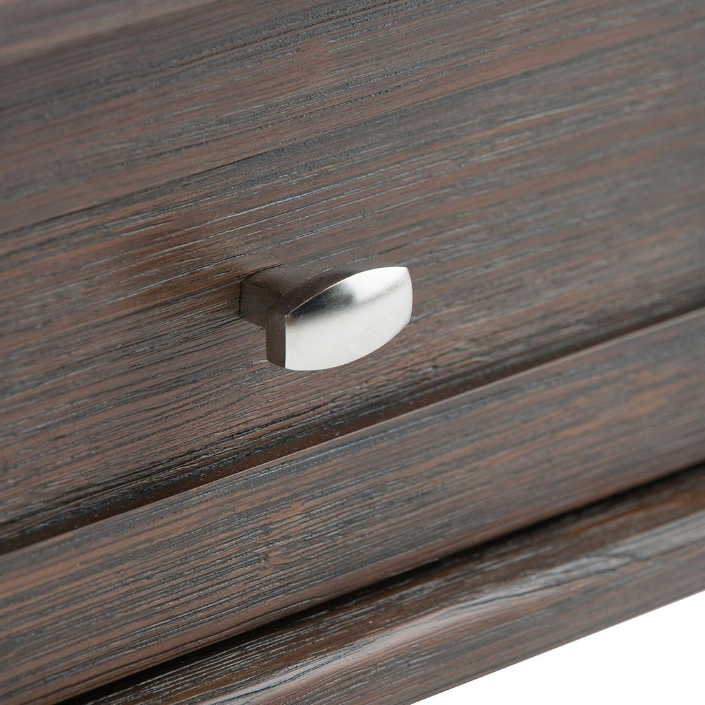 Atlin Designs Small End Table for Living Room, Square Bed Side Table, Narrow Nightstand with Storage Drawer and Shelf for Bedroom, Unique Rustic Telephone Table for Sofa Side, Dark Brown Corner Table