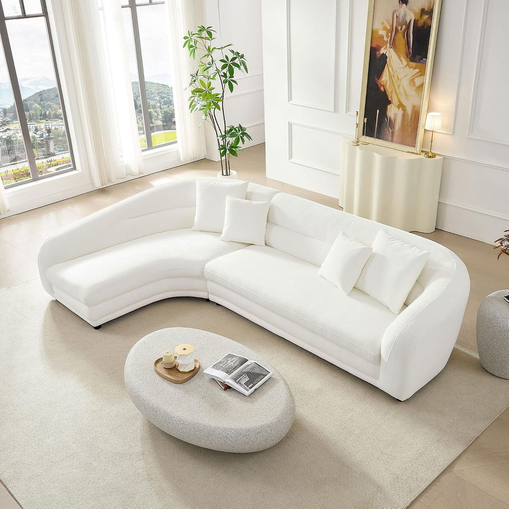 WILLIAMSPACE 55.12' Oval Faux Stone Coffee Table with Grainy Rocks, Modern Irregular Travertine Center Table, Accent Fiberglass Drum Side Coffee Table for Living Room, No Need Assembly - Rock Grey
