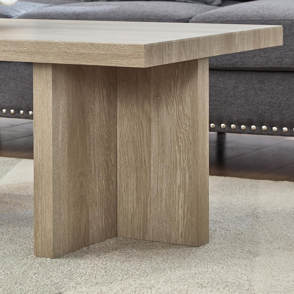 Roundhill Furniture Mchome 3-Piece Coffee Table Set, Coffee Table and Two End Tables, Oak Finish