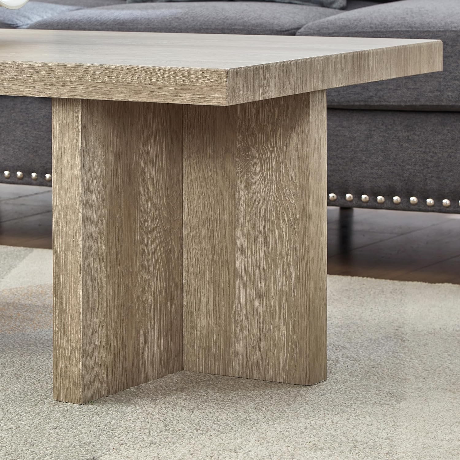 Roundhill Furniture Mchome 3-Piece Coffee Table Set, Coffee Table and Two End Tables, Oak Finish