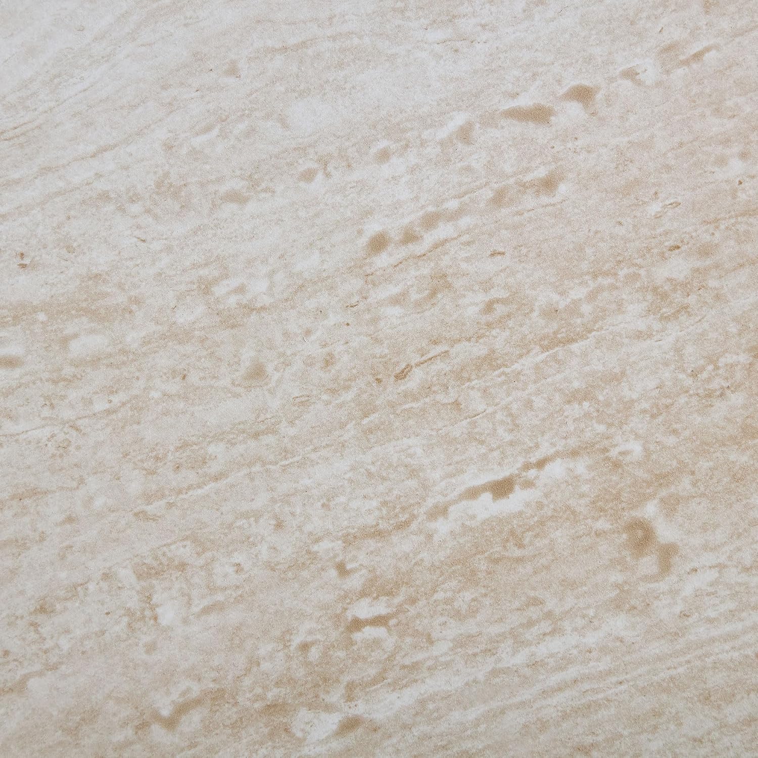 KEIKI 34' Faux Travertine Pattern Square MDF Coffee Table with Layered Base, Modern Style Irregular Coffee Table, No Assembly Required, for Apartment, Living Room, Bedroom, Reception Room, Beige