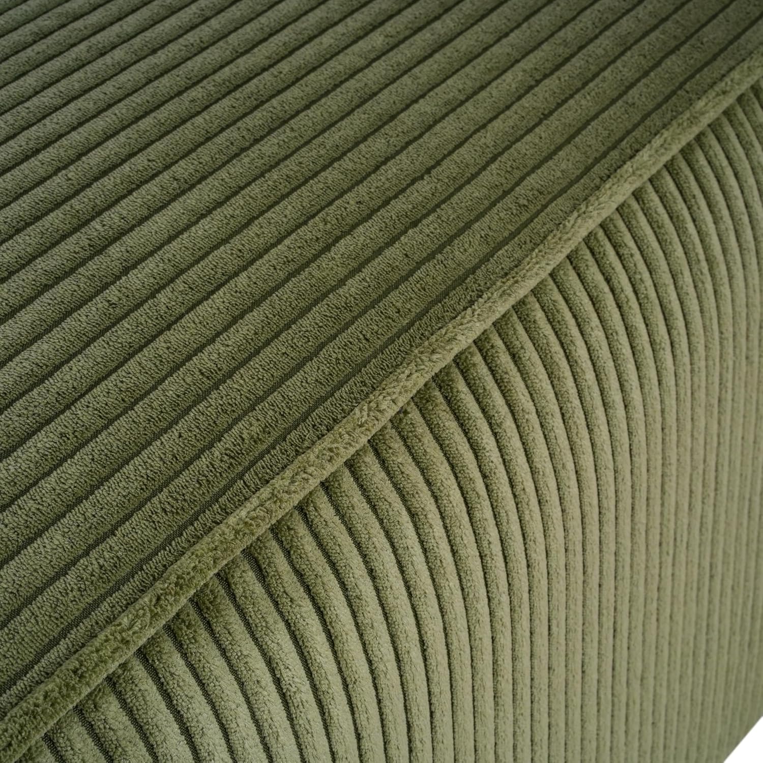 Christopher Knight Home Kyle Corduroy Woven Upholstery Square Ottoman, Living Room Sofa Ottoman with Wood Frame, Comfy Seating Experience with Dense Foam Padding, Non-Marking Foot Caps, Olive Green