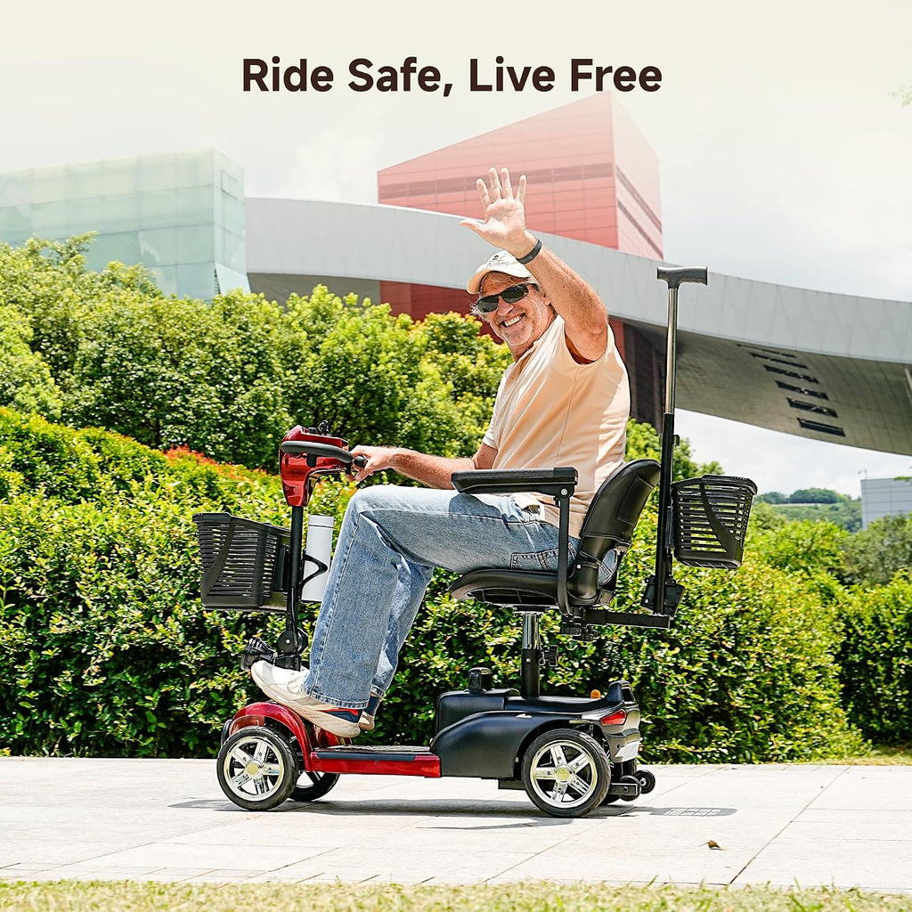 iScooter 20Miles Mobility Scooter, Up to 300LBS 4 Wheels Electric Mobility Scooter for Seniors & Adults, Electric Wheelchair with Removable Battery, Dual Baskets, Crutch Holder, USB Port, Long Range