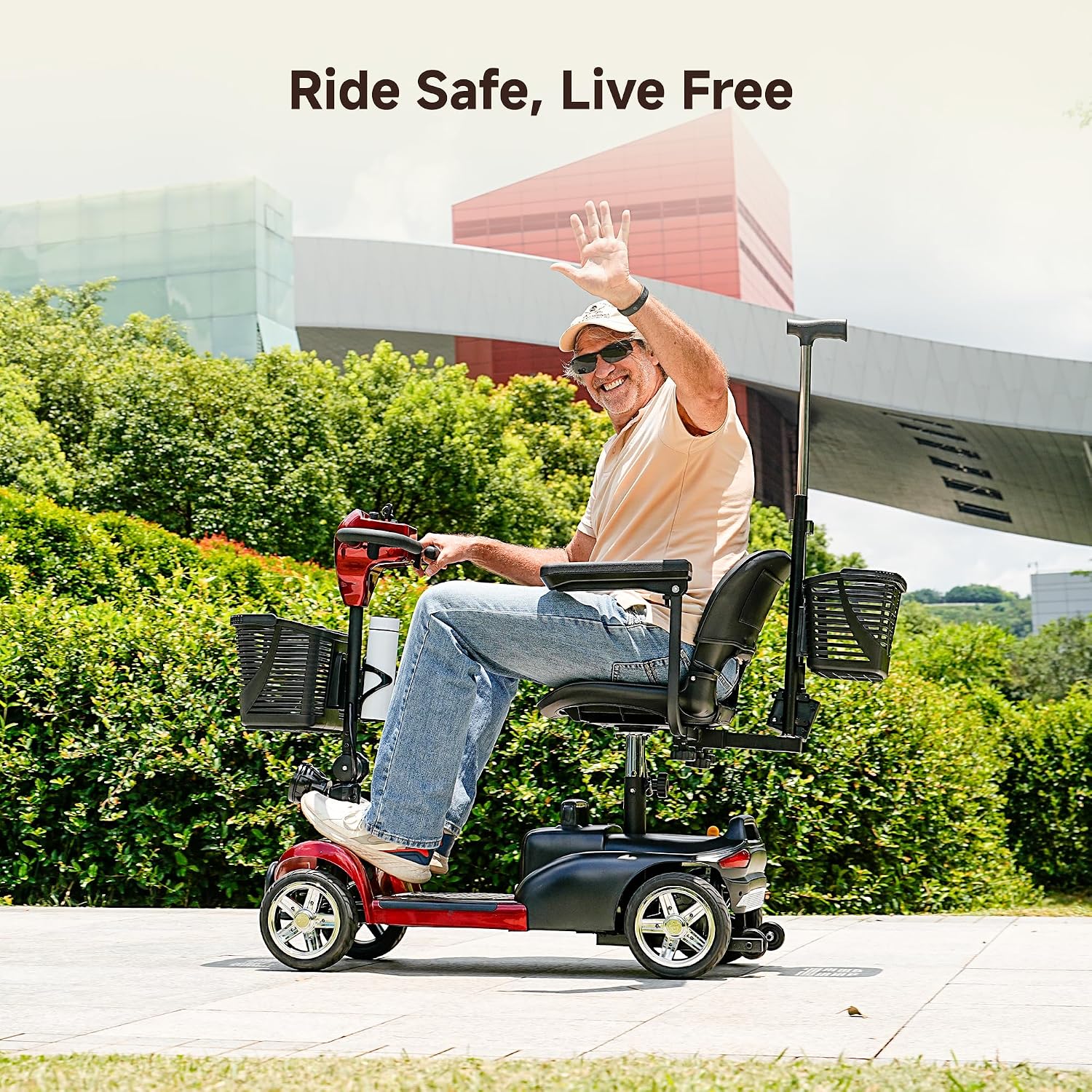 iScooter 20Miles Mobility Scooter, Up to 300LBS 4 Wheels Electric Mobility Scooter for Seniors & Adults, Electric Wheelchair with Removable Battery, Dual Baskets, Crutch Holder, USB Port, Long Range