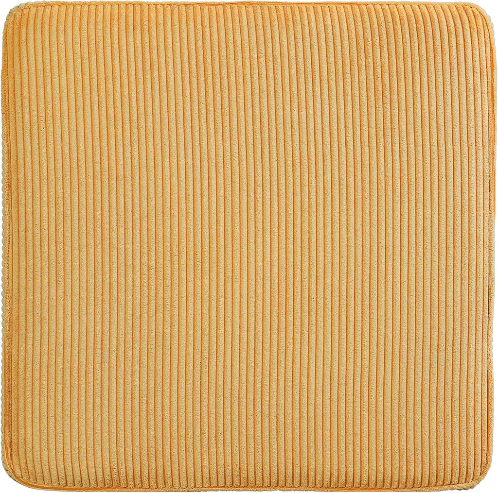 Christopher Knight Home Kyle Corduroy Woven Upholstery Square Ottoman, Living Room Sofa Ottoman with Wood Frame, Comfy Seating Experience with Dense Foam Padding, Non-Marking Foot Caps, Yellow