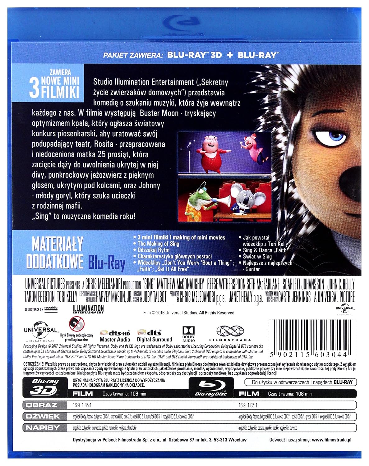 de sing [blu-ray]+[blu-ray 3d] [region free] (english audio. english subtitles)