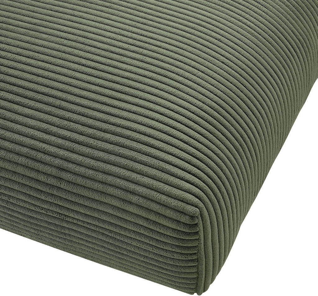 Modway Solace Modular Corduroy Ottoman in Fern - Oversized Square Ottoman Coffee Table - Corduroy Upholstered Ottoman Seat - Modern Large Footstool - Soft Sitting Stool Couch Table for Living Room