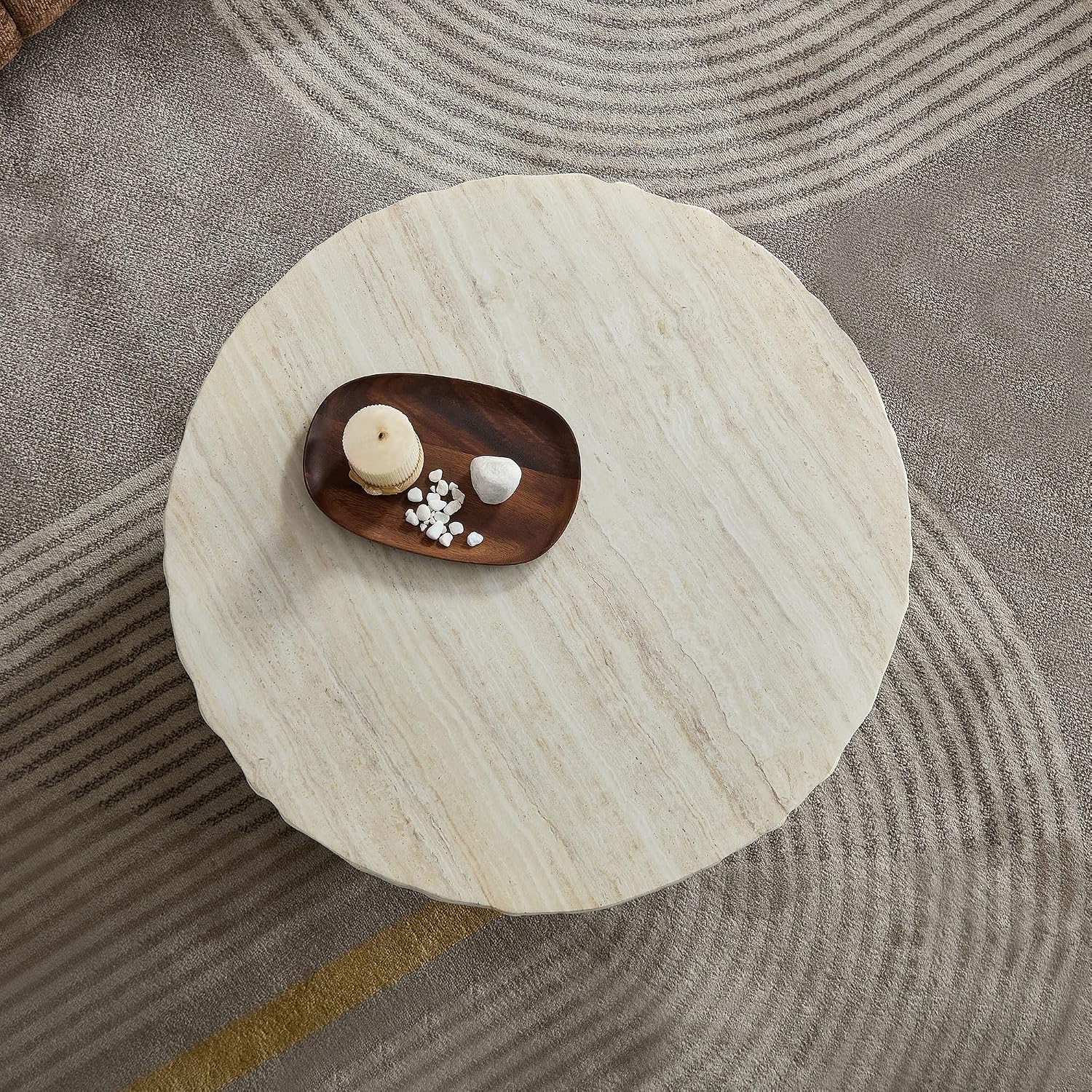 31.69' Faux Mars Textural Patterns Mordern Coffee Tables for Apartment Living Room,No Need Assembly,Beige