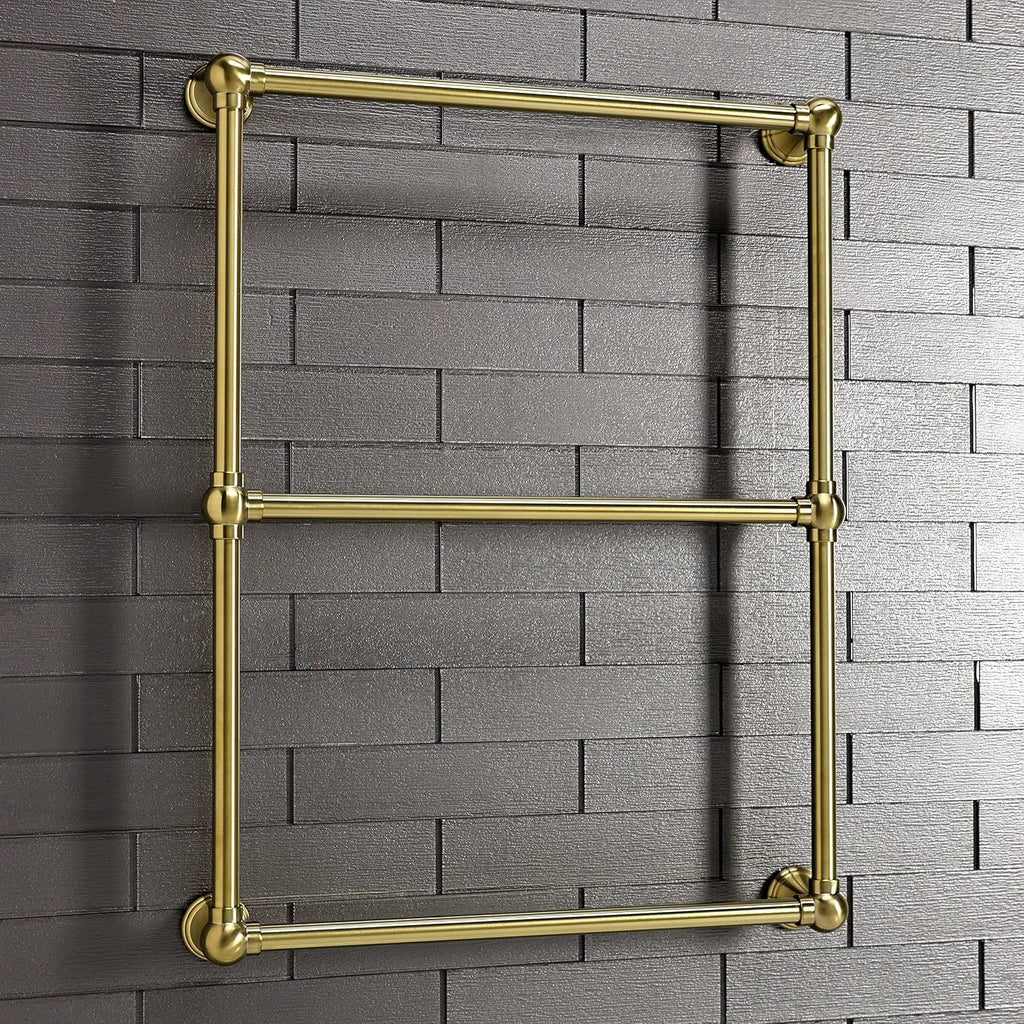 Kingston Brass DTC322419BB Maximilien Wall Mount -Towel Rack, Brushed Brass 32 x 24 x 3