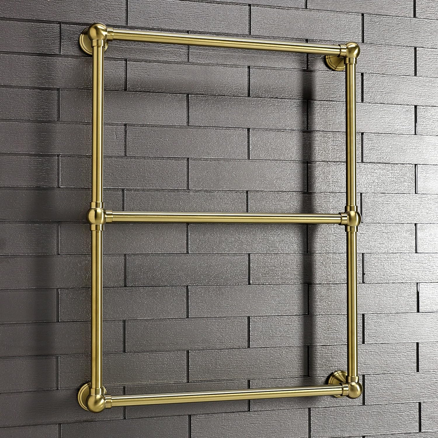 Kingston Brass DTC322419BB Maximilien Wall Mount -Towel Rack, Brushed Brass 32 x 24 x 3