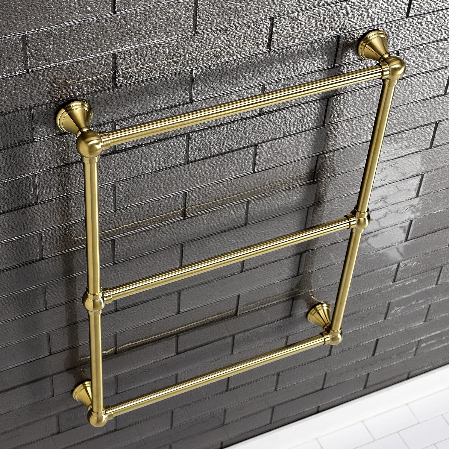 Kingston Brass DTC322419BB Maximilien Wall Mount -Towel Rack, Brushed Brass 32 x 24 x 3